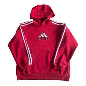 Adidas Kids Red Hoodie with White Stripes